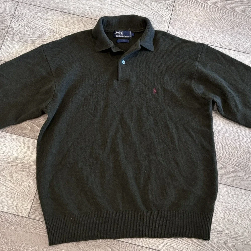 Vintage Polo Ralph Lauren Golf Sweater Mens‎ Large Green Pony Lambswool Preppy